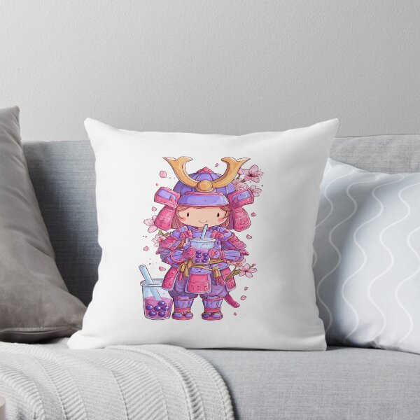 Aperçu de l'œuvre petite guerrière samouraï chibi avec du thé boba créée et vendue par cutemakerotart.