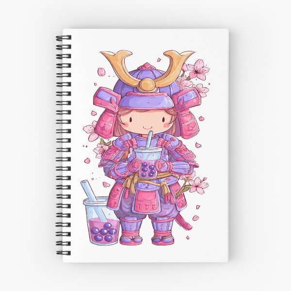Item preview,  chibi samurai warrior girl with boba tea designed and sold by cutemakerotart.