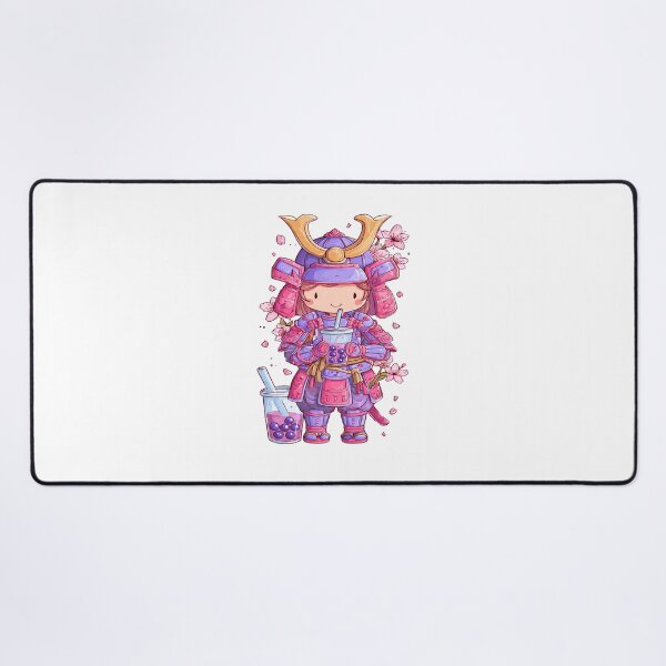 Item preview, chibi samurai warrior girl with boba tea designed and sold by cutemakerotart.