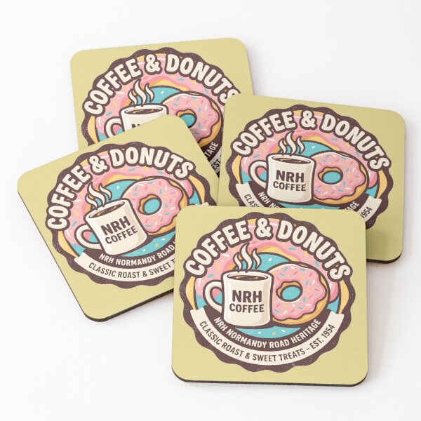 Item preview, NRH Coffee & Donuts Classic Roast & Sweet Treats Est 1968 Vintage Coffee Shop Sign designed and sold by Normandy Road Heritage™ - Vintage Garage Art.