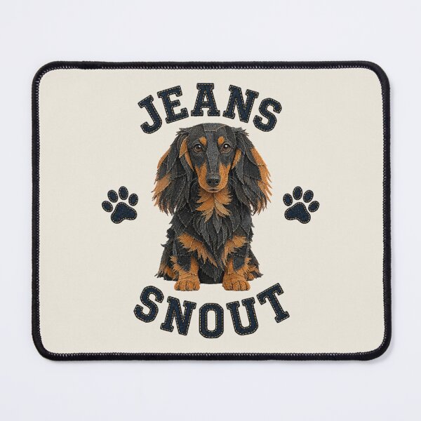 Item preview, Black and Tan Long-Haired Dachshund Denim Patch Art designed and sold by JeanSnout.