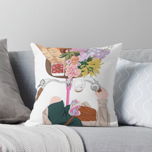 Item preview, Parisian Life Bicycle Basket Flowers Baguettes and Coffee Illustration designed and sold by MindMakerStudio.