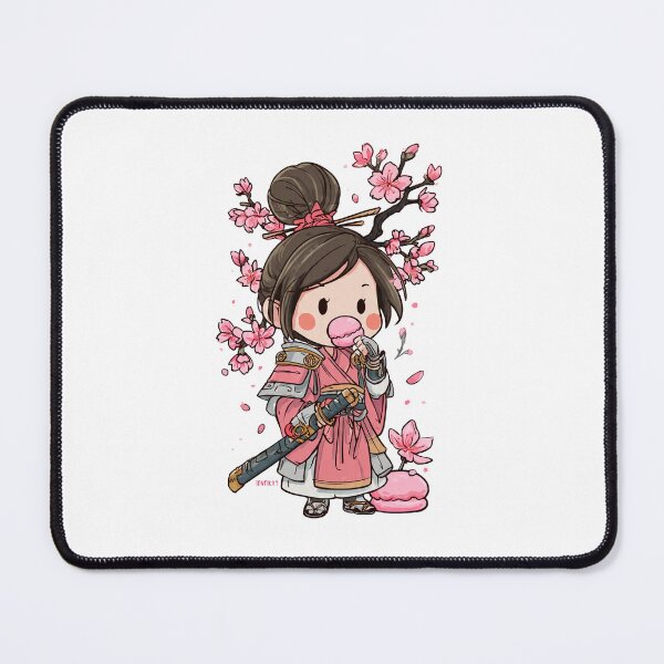 Item preview, chibi samurai warrior girl eating mochi designed and sold by cutemakerotart.