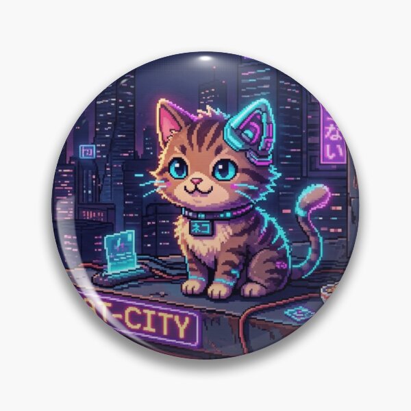 Item preview, Cyberpunk Pixel Cat – Neon Futurist designed and sold by cutbeastfactory.