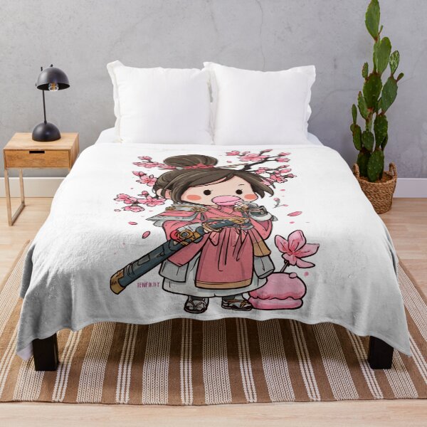 Aperçu de l'œuvre petite guerrière samouraï chibi mangeant du mochi créée et vendue par cutemakerotart.