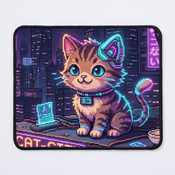 Item preview, Cyberpunk Pixel Cat – Neon Futurist designed and sold by cutbeastfactory.