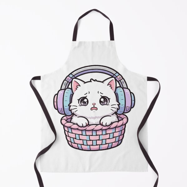 Item preview, Anxious Cozy White Cat In Laundry Basket Pastel Headphones designed and sold by LuxeBuzz.