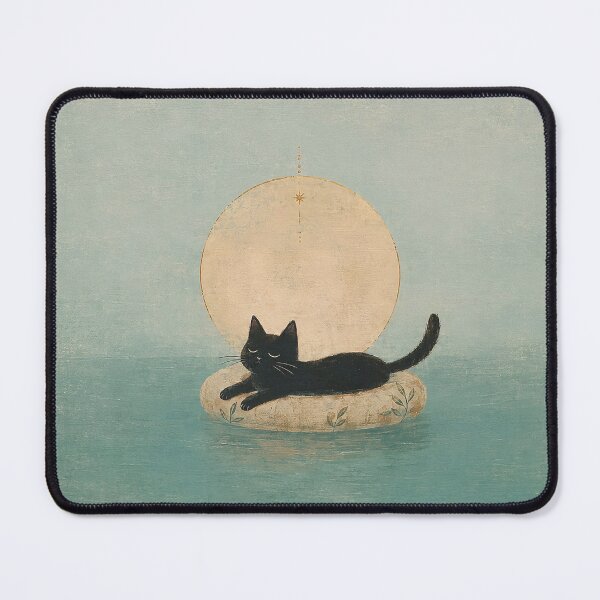 Item preview, Held by Stillness – Celestial Black Cat and Golden Sun designed and sold by SacredLensV.