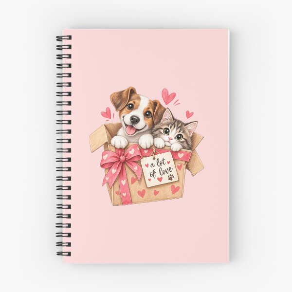 Item preview, Cuty funny illustration of cat and dog in a box with a lot of love designed and sold by lafataviola.