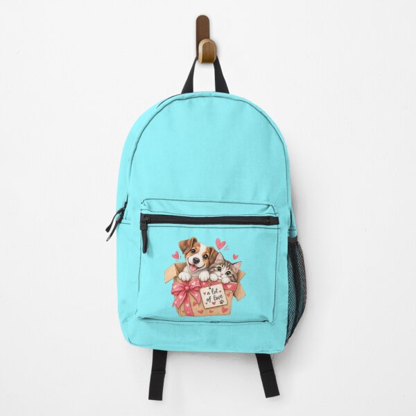 Item preview, Cuty funny illustration of cat and dog in a box with a lot of love designed and sold by lafataviola.