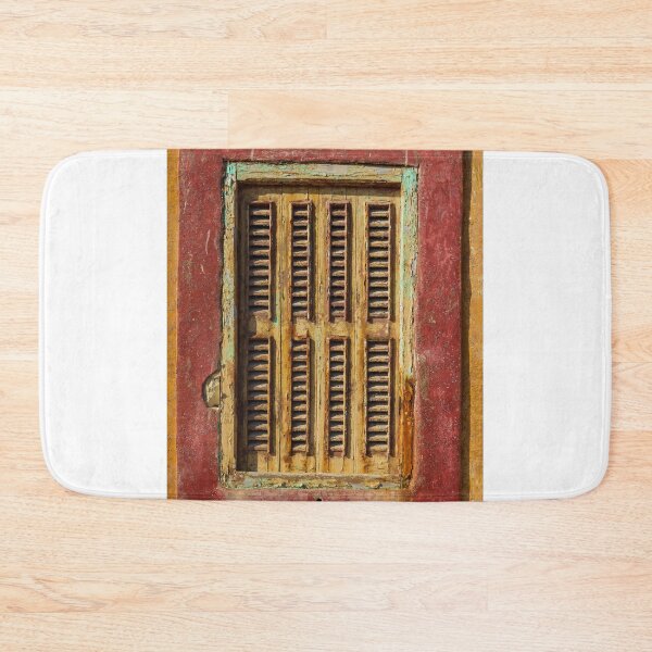 Item preview, Rustic Yellow Wooden Window With Red Frame on a Textured Wall designed and sold by Nmallia.