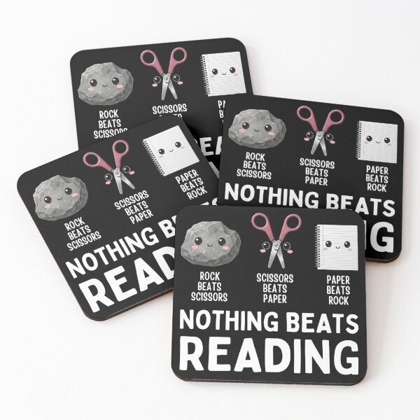 Item preview, Nothing Beats Reading - Rock Paper Scissors Funny Book Lover Kawaii Graphic designed and sold by Shopeon Designs.