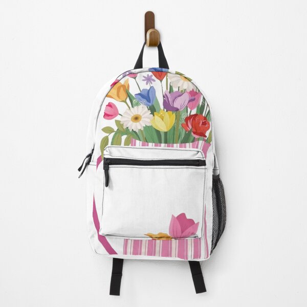 Item preview, Pink Striped Pitcher Fresh Wildflowers Floral Illustration designed and sold by MindMakerStudio.