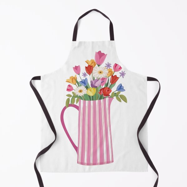 Item preview, Pink Striped Pitcher Fresh Wildflowers Floral Illustration designed and sold by MindMakerStudio.