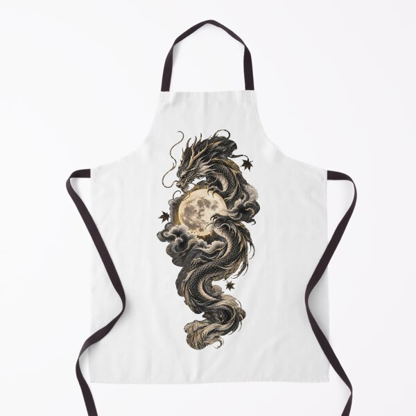 Item preview, Golden Sumi-e Dragon Under an Ivory Moon designed and sold by AbderraimArt.