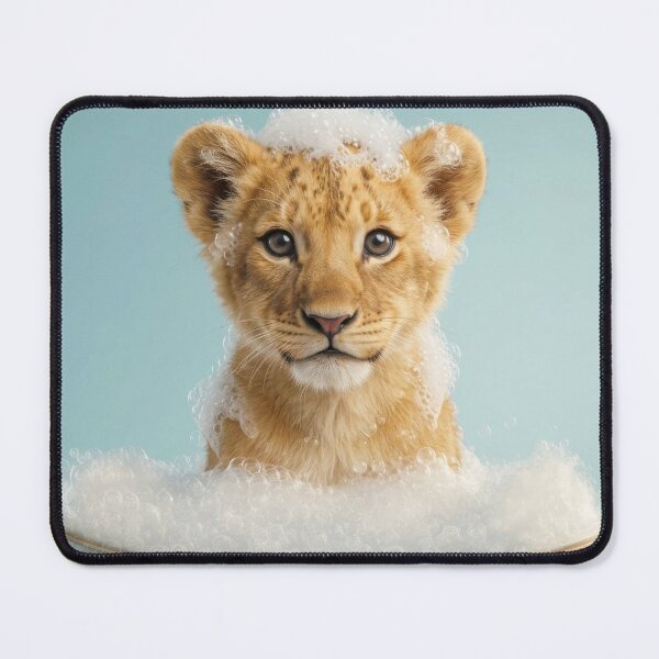 Item preview, Baby Lion Cub Bubble Bath Cute Nursery Bathroom Wall Art designed and sold by LazyOwlStore.