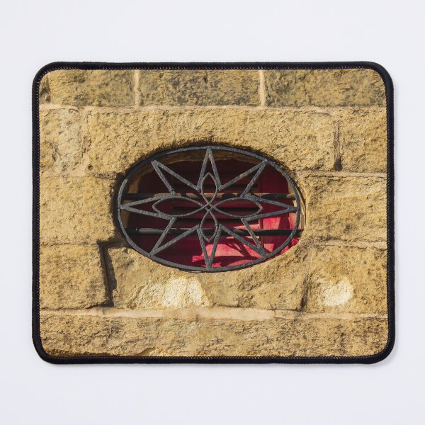 Item preview, Oval Metal Window Grate on a Stone Wall with Red Background designed and sold by Nmallia.