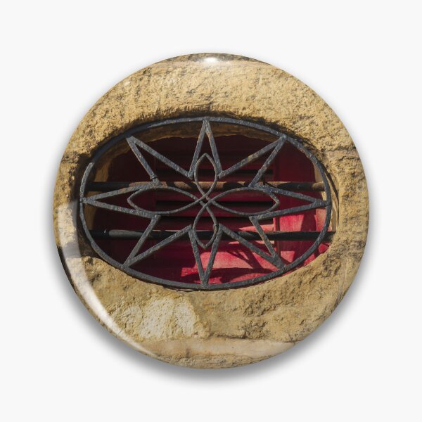 Item preview, Oval Metal Window Grate on a Stone Wall with Red Background designed and sold by Nmallia.