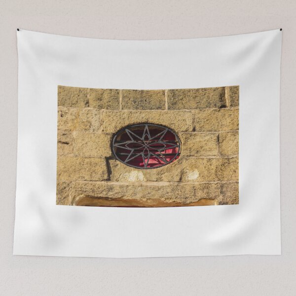Item preview, Oval Metal Window Grate on a Stone Wall with Red Background designed and sold by Nmallia.