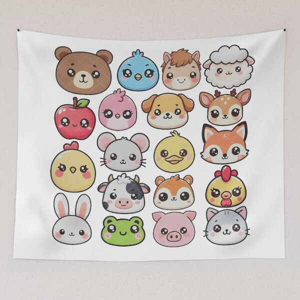 Item preview, Adorable Pastel Chibi Animal Faces Vector Icon Set designed and sold by arguntalamijani.
