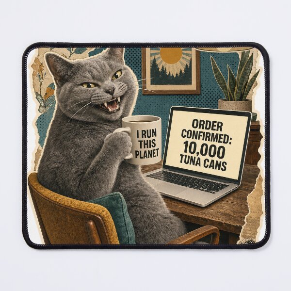 Item preview, Sarcastic Boss Cat Collage Tee - I Run This Planet Funny Cat Design designed and sold by KIDEnia.