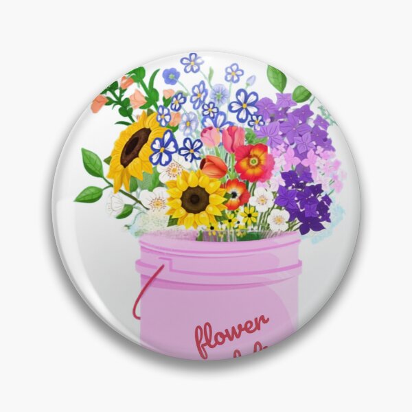 Item preview, Pink Bucket Flower Deli Fresh Wildflowers Bucket Illustration designed and sold by MindMakerStudio.