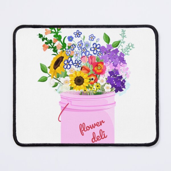 Item preview, Pink Bucket Flower Deli Fresh Wildflowers Bucket Illustration designed and sold by MindMakerStudio.