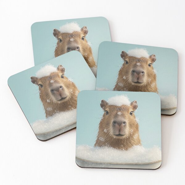Item preview, Baby Capybara Pup Bubble Bath Cute Nursery Bathroom Wall Art designed and sold by LazyOwlStore.