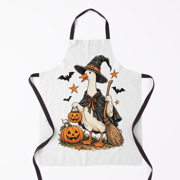 Item preview, Halloween Witch Goose – Funny illustration with pumpkin and broom designed and sold by J-Impression.