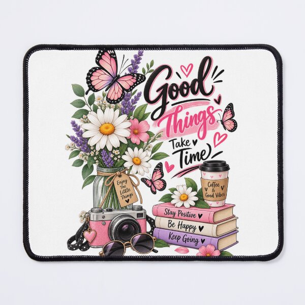 Item preview, Good Things Take Time – Floral Butterfly Positive Vibes designed and sold by ✨ Daily Vibe Studio ✨.