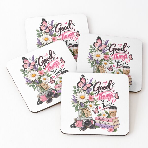 Item preview, Good Things Take Time – Floral Butterfly Positive Vibes designed and sold by ✨ Daily Vibe Studio ✨.