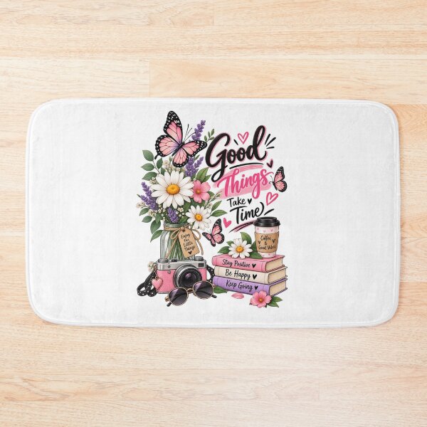 Item preview, Good Things Take Time – Floral Butterfly Positive Vibes designed and sold by ✨ Daily Vibe Studio ✨.
