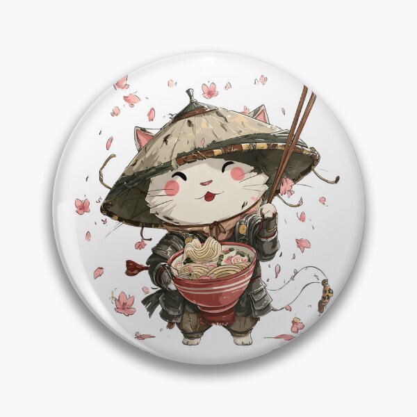 Item preview,  chibi samurai warrior cat eat ramen designed and sold by cutemakerotart.