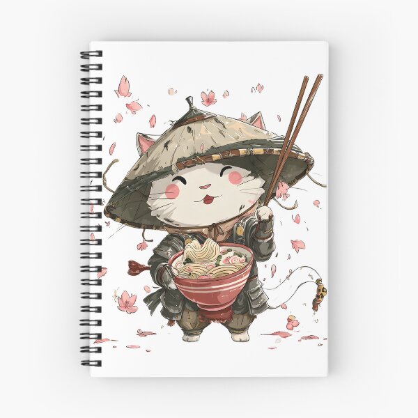 Item preview,  chibi samurai warrior cat eat ramen designed and sold by cutemakerotart.