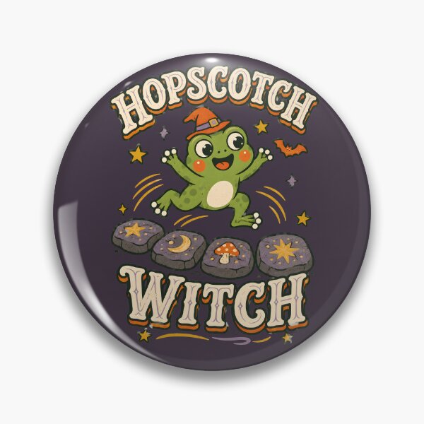Item preview, Hopscotch Witch – Magical Frog Halloween Humor designed and sold by  MAD's Recreation Studio.