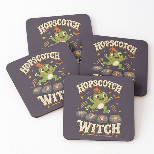 Item preview, Hopscotch Witch – Magical Frog Halloween Humor designed and sold by  MAD's Recreation Studio.