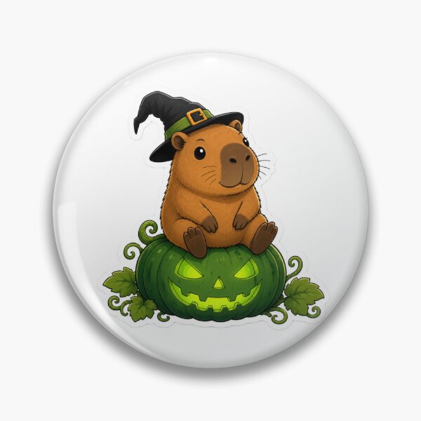 Item preview, Cute Halloween Capybara Witch Sticker Green Pumpkin Kawaii Spooky Fall Aesthetic designed and sold by AstraDrip Studio.