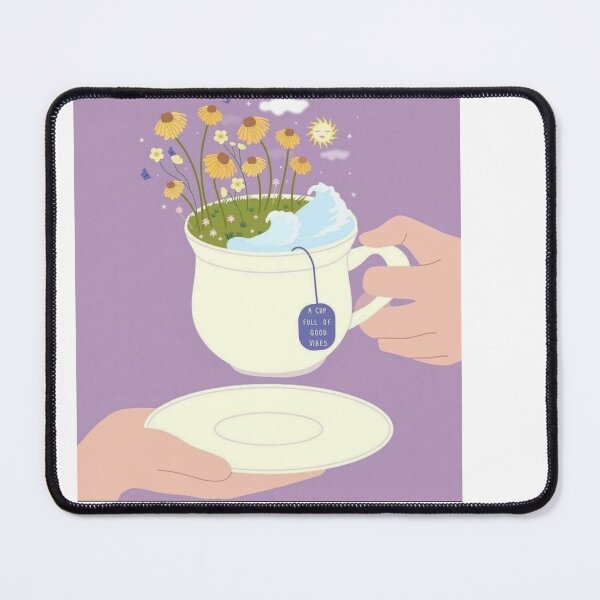Item preview, A Cup Full of Good Vibes Surreal Teacup Garden Illustration designed and sold by MindMakerStudio.