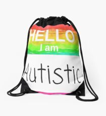 Hello I Am Autistic Design Drawstring Bag