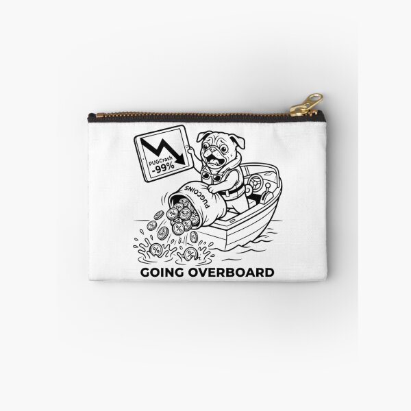 Item preview, Going Overboard Funny Crypto Crash Pug Dog Stock Market Meme designed and sold by The Bold Line Studio.