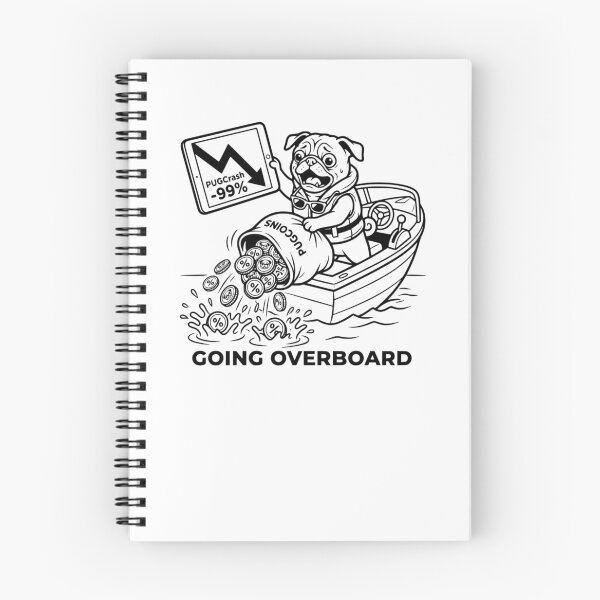 Item preview, Going Overboard Funny Crypto Crash Pug Dog Stock Market Meme designed and sold by The Bold Line Studio.