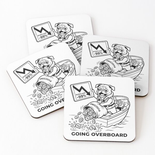 Item preview, Going Overboard Funny Crypto Crash Pug Dog Stock Market Meme designed and sold by The Bold Line Studio.