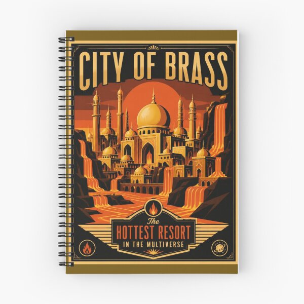 Item preview, City of Brass Resort - Elemental Fire Vintage Travel Poster RPG Art designed and sold by Dice_Goblin_Studio.