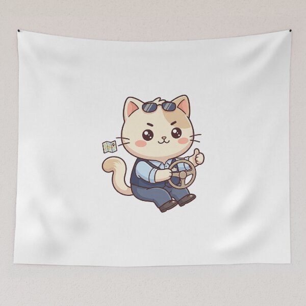 Item preview, Cute Driver Cat Behind The Wheel designed and sold by HoopeStylee.