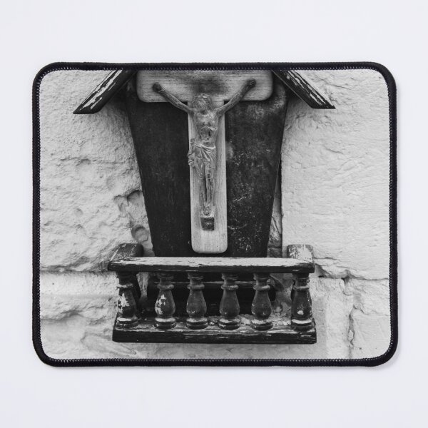 Item preview, Black and White Religious Crucifix Icon on Stone Textured Wall designed and sold by Nmallia.