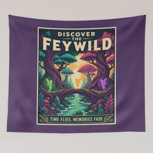 Item preview, Discover The Feywild - Enchanted Forest Vintage Travel Poster RPG Art designed and sold by Dice_Goblin_Studio.