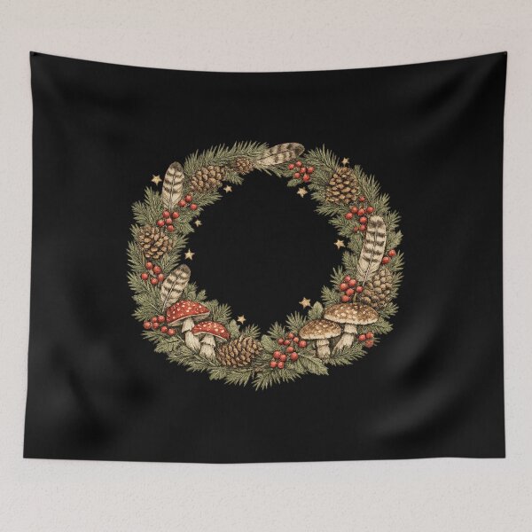 Item preview, Woodland Cozy Christmas Wreath Botanical Vintage Naturalist Gift  designed and sold by Artycom.