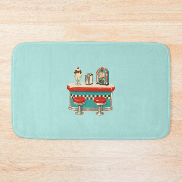 Item preview, Retro Diner Milkshake & Jukebox Vintage Illustration designed and sold by Spring Things.