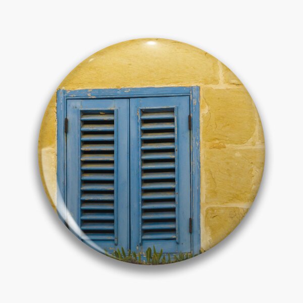 Item preview, Rustic Stone Wall with Blue Shuttered Window and Wooden Flower Box designed and sold by Nmallia.