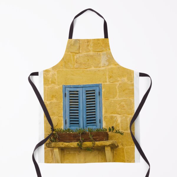 Item preview, Rustic Stone Wall with Blue Shuttered Window and Wooden Flower Box designed and sold by Nmallia.